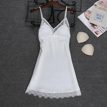 Load image into Gallery viewer, Fashion 2018 NEW Sexy Strap Top Robe Summer Womens Sleepwear Casual Faux Silk Home Wear Nightwear Bath Gown Size M-XXL