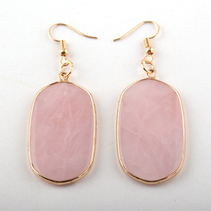 Hot Fashion Natural Stone Earring Gary and Pink Women Drop Earrings