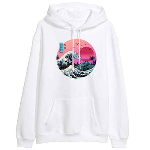 The Great Retro Wave Japan Anime Hoodies Sweatshirts Vaporwave Kanagawa Pullover Women Winter Harajuku Fleece Streetwear Outwear