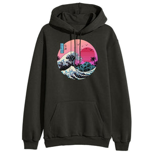 The Great Retro Wave Japan Anime Hoodies Sweatshirts Vaporwave Kanagawa Pullover Women Winter Harajuku Fleece Streetwear Outwear